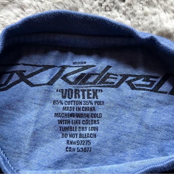 Vintage Upcycled Fox Riders Vortex T-shirt medium lavender and black - Picture 3 of 3